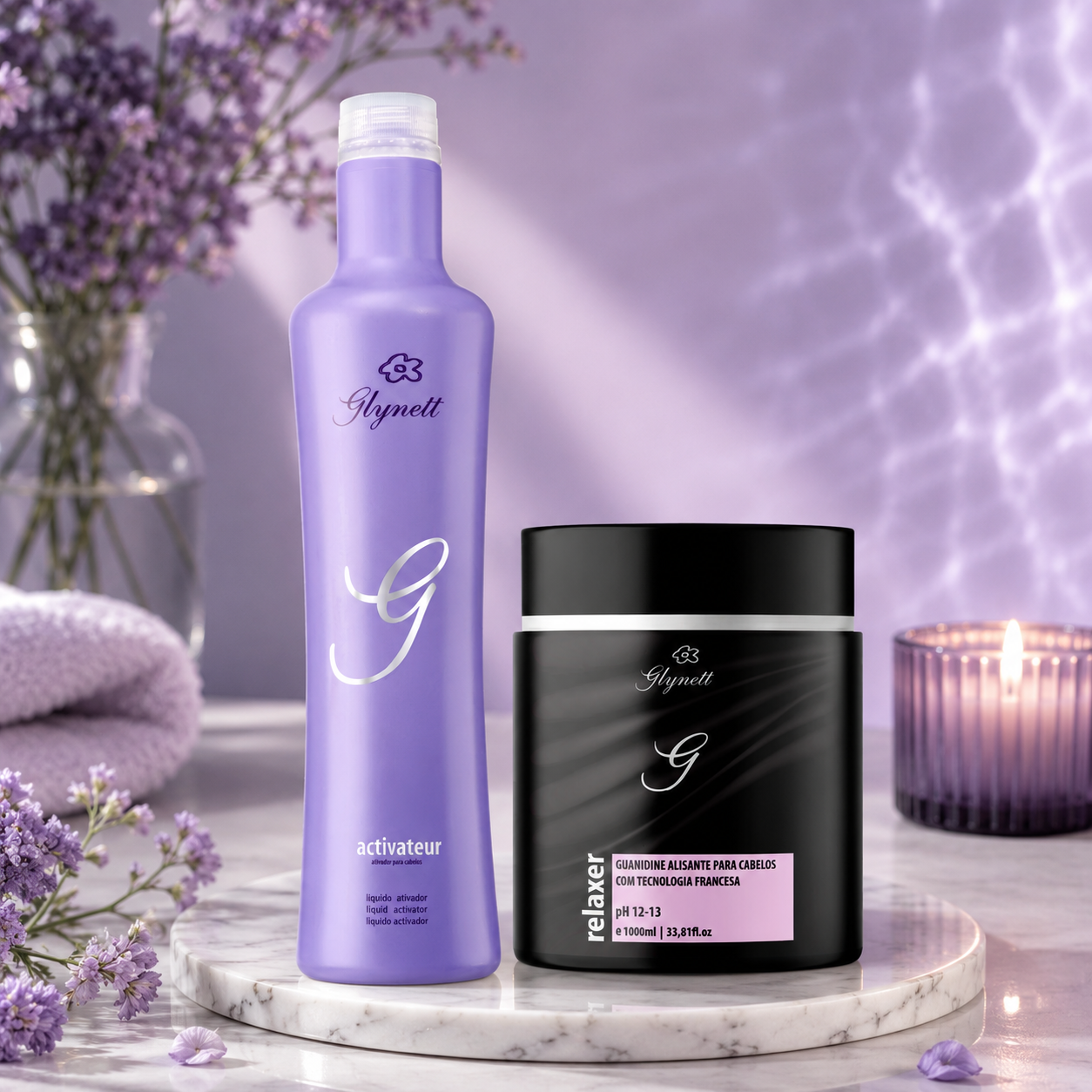 Kit Glynett Guanidina Ativador 500ml + Relaxer Creme 1kg