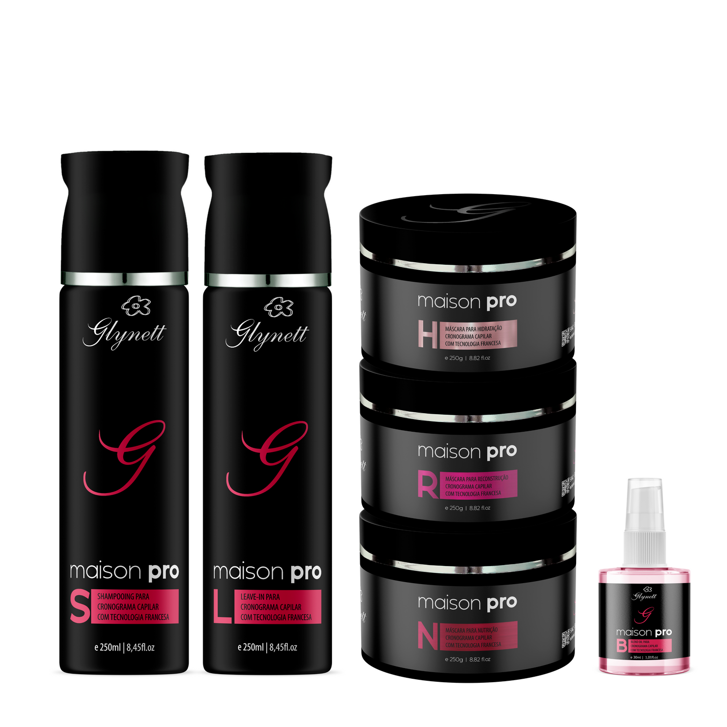 Kit Glynett Maison Pro Cronograma Capilar - 6 Itens